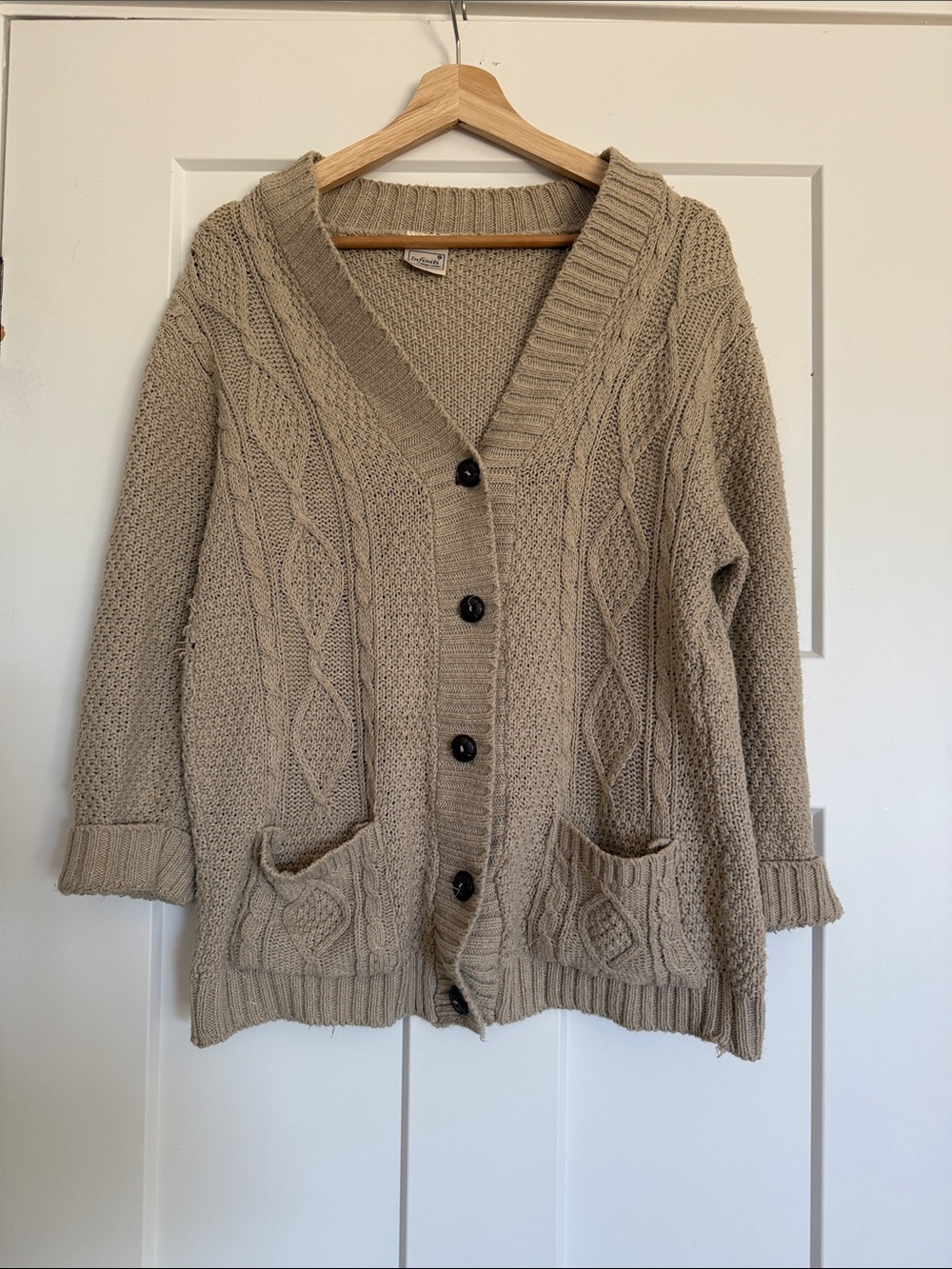 Cozy Cable Knit Button-Front Sweater Cardigan - Beige